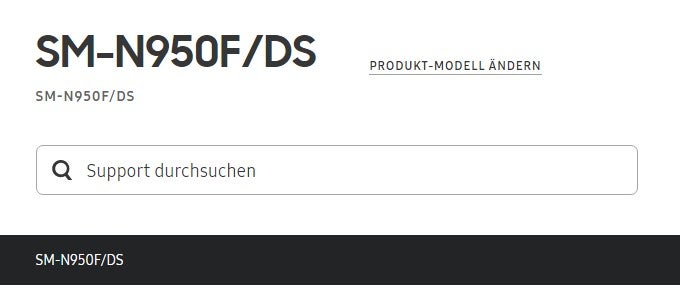 A screenshot of the Austrian support page for the Note 8 - The Samsung Galaxy Note 8 may have a dual-SIM variant, support pages suggest