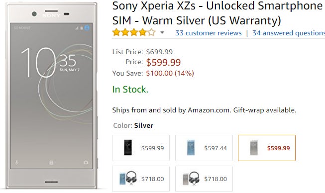 Deal: Sony Xperia XZs now costs less than $600