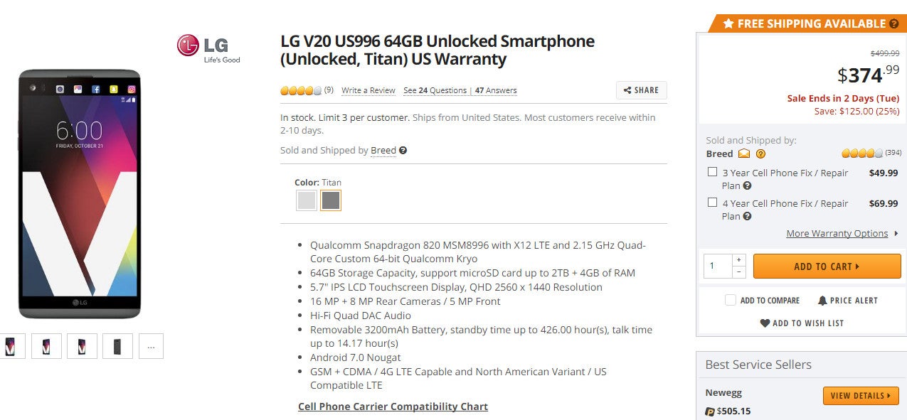 Deal: Get the unlocked LG V20 for just $350, the lowest price to date