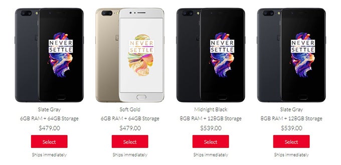 The Slate Gray OnePlus 5 is now available with 8GB RAM and 128 GB storage