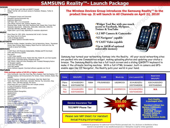 Samsung Reality SCH-U820 expected to become a reality on April 22