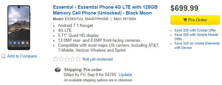 You can now pre-order the unlocked Essential Phone at Best Buy