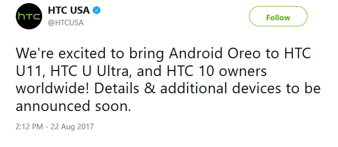 Android 8.0 is coming to the HTC U11, HTC U Ultra and HTC 10 - Android Oreo is coming to HTC U11, HTC U Ultra and HTC 10