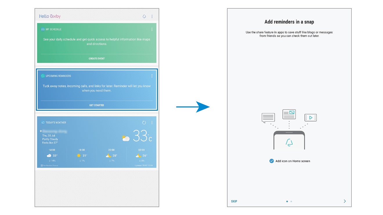 A graphic from the manual describing how to access Bixby reminders - Bixby to make its tablet debut on the entry-level Galaxy Tab A (2017)