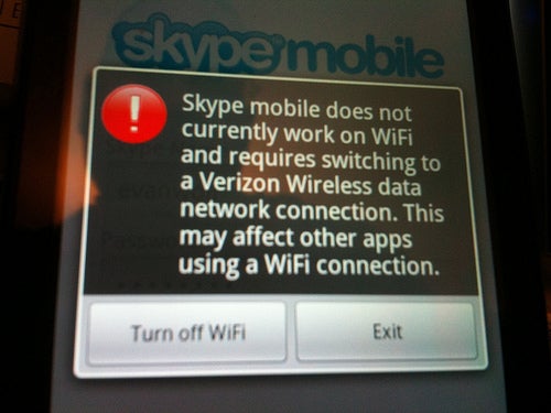 Verizon&#039;s Skype client shuts down Wi-Fi on Android phones?