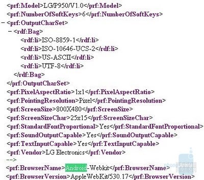 LG is working on the P950 – an Android handset with WVGA screen