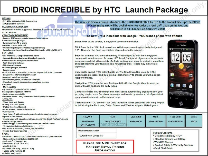 UPDATED: Verizon to offer HTC Droid Incredible Pre-Orders starting the 19th