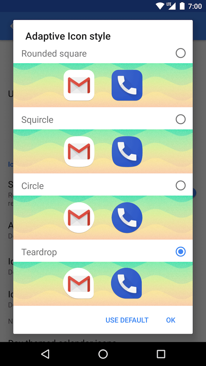 The five icon shapes, or styles, available in the latest beta update - Action Launcher gains support for Oreo Adaptive Icons