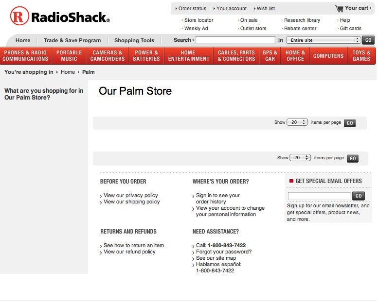 RadioShack dumps its webOS inventory?