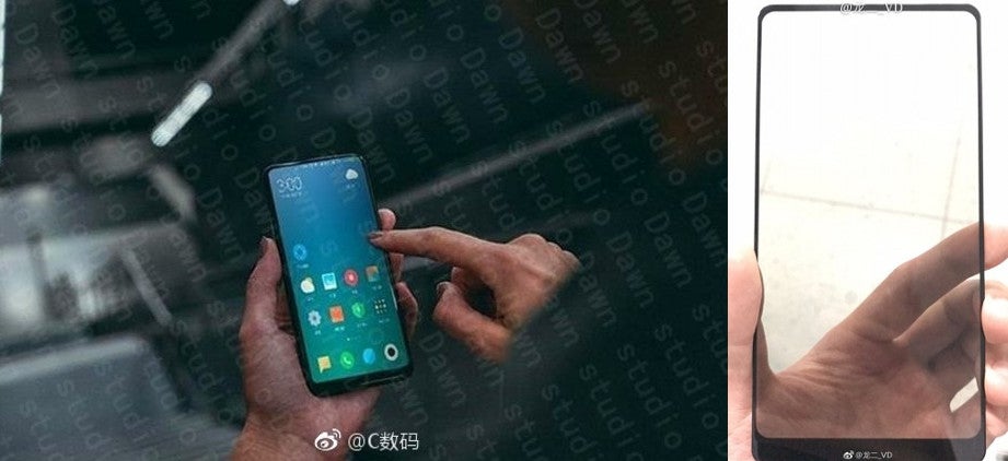 Xiaomi Mi MIX 2 alleged live pic (left), Xiaomi Mi MIX 2 front panel (right) - Xiaomi Mi MIX 2 front panel emerges, design coincides with alleged live pic