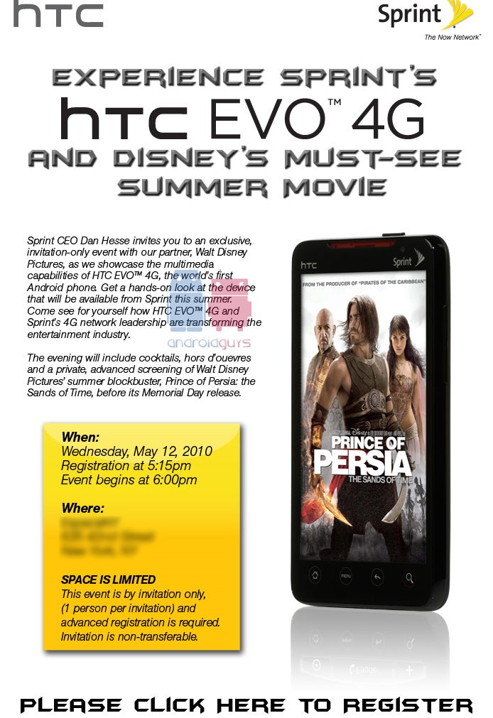 If you got one of these - cheers! - HTC EVO 4G will turn back time at a Prince of Persia screening