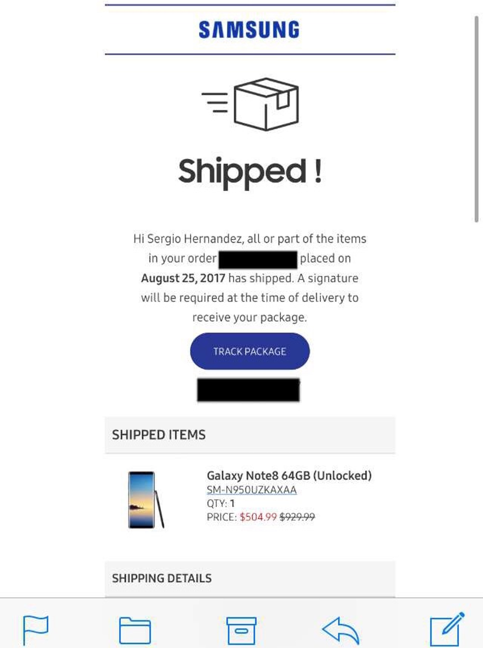 Unlocked Note 8 preorders directly from Samsung are also shipping early