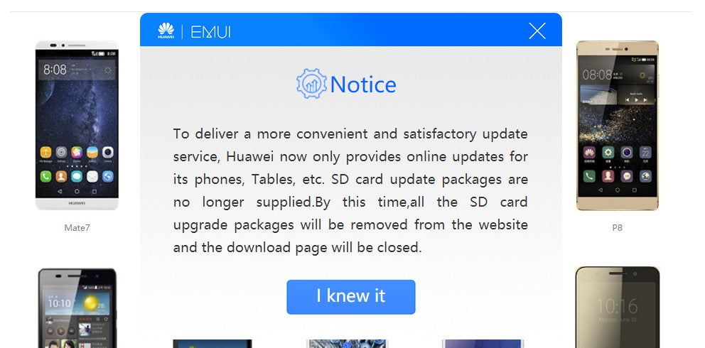 For reasons unknown, Huawei has removed all EMUI images from its website