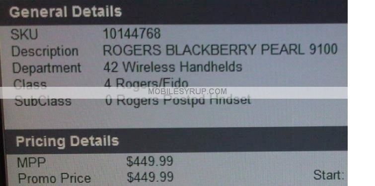 Rogers &amp; Bell prices the BlackBerry Pearl 9100 at $449.99 no contract?