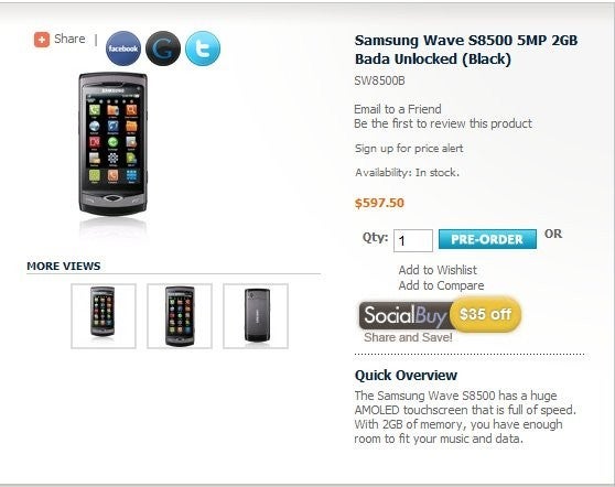 Samsung Wave readies itself – pre-orders being taken for the unlocked version