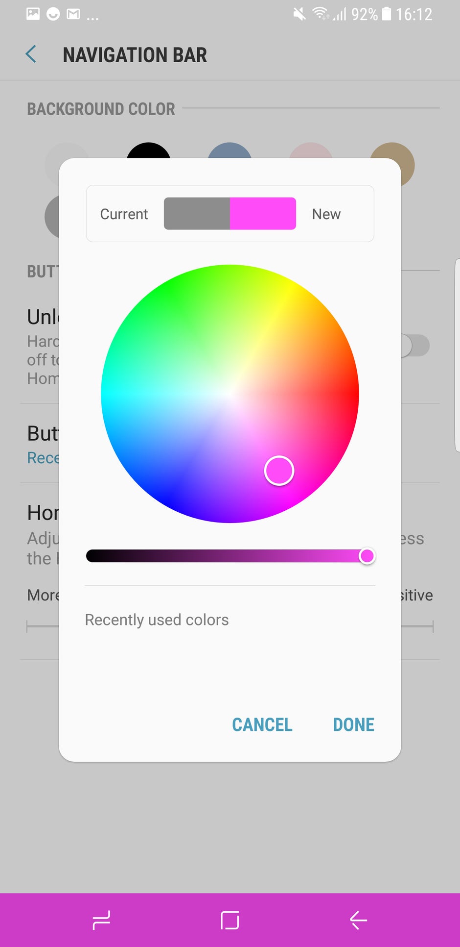 The color wheel that we saw on the S8/S8+ seems to be gone for good, unfortunately - How to customize the Galaxy Note 8 navbar: change color, rearrange buttons, make it disappear!
