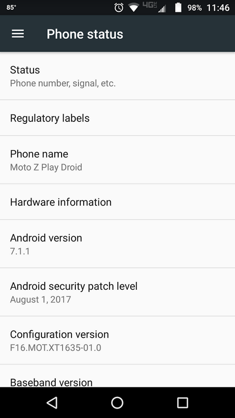 The Moto Z Play Droid has just received an update containing the August Android security patch - Moto Z Play Droid receives security update