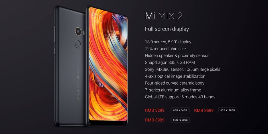 The Xiaomi Mi MIX 2 is now official: 6-inch 18:9 display, Snapdragon 835, global network support