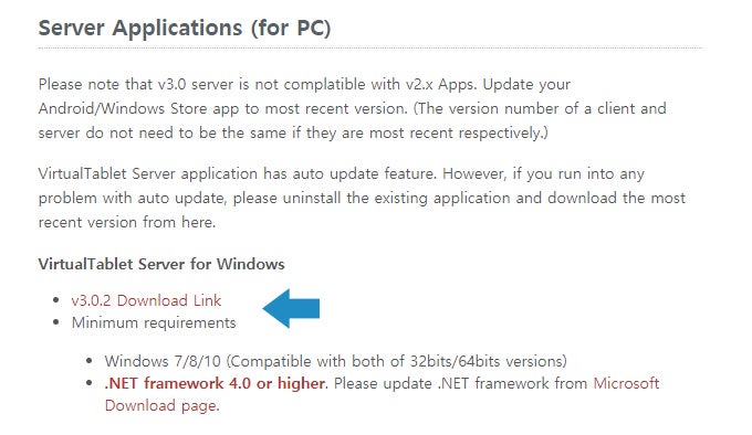 Download the VirtualTablet Server app for Windows. You may also need to download Microsoft's .NET framework 4.0 or a higher version, if you don't already have it installed on your computer - How to turn the Galaxy Note 8 into a graphics tablet for your PC