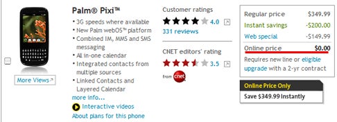 Sprint&#039;s Palm Pixi drops all the way down to free
