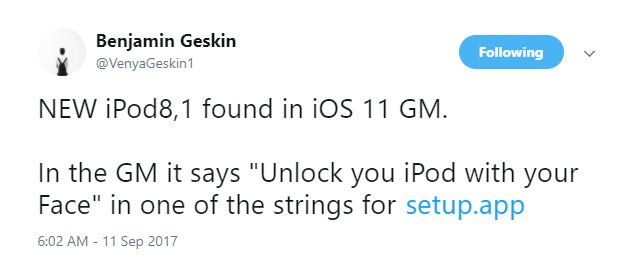 One more thing... New iPod discovered in iOS 11 Gold Master code?