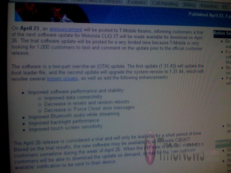 Minor update headed for the Motorola CLIQ XT