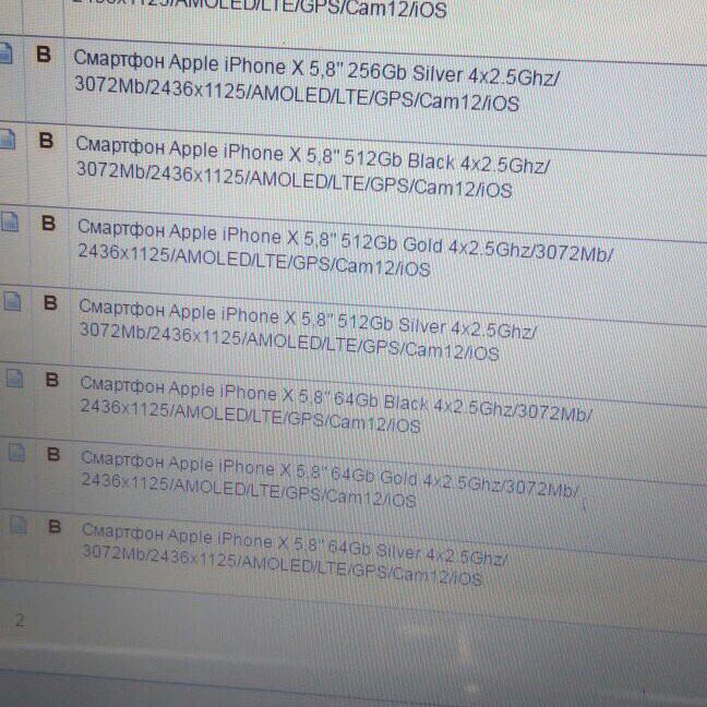 Alleged carrier database listing of one iPhone X - Alleged iPhone X specs leak out: 2.5GHz chipset, high-res display, and 512 GB version