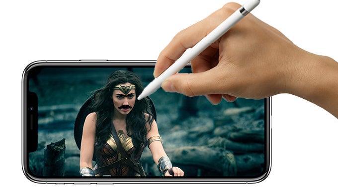 An artist&#039;s interpretation of the Apple Pencil being used on the iPhone X - Apple iPhone X: all the rumors that didn&#039;t come true