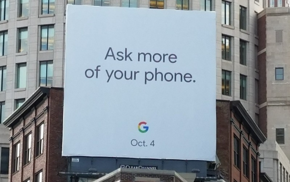 Google billboard in Boston reveals that the Pixel 2 and Pixel XL 2 will be unveiled on October 4th - Google billboard calls for Pixel 2 event to take place October 4th