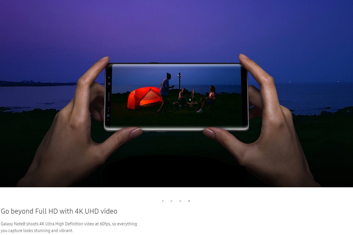The Galaxy Note 8 also has 4K at 60 FPS video recording coming... soon