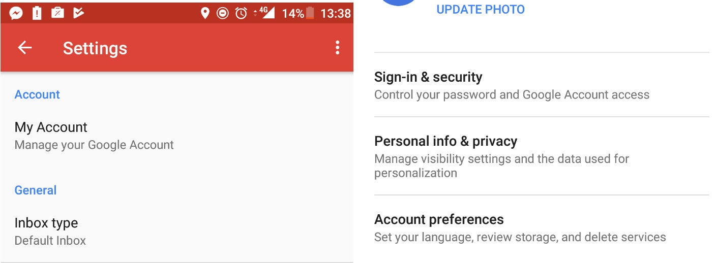 At last! New Gmail update for Android lets you change password and account info from the app itself