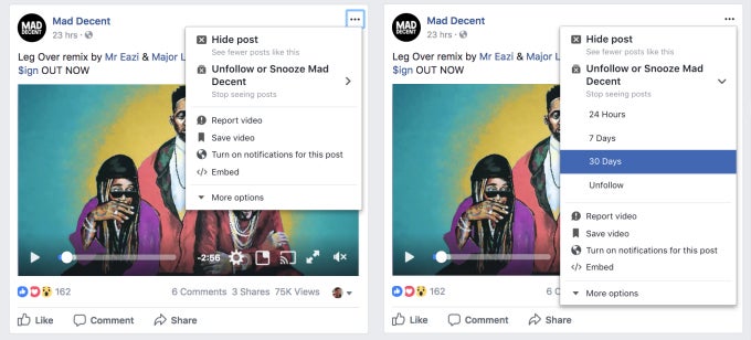 Facebook will soon let you "snooze" annoying people and pages