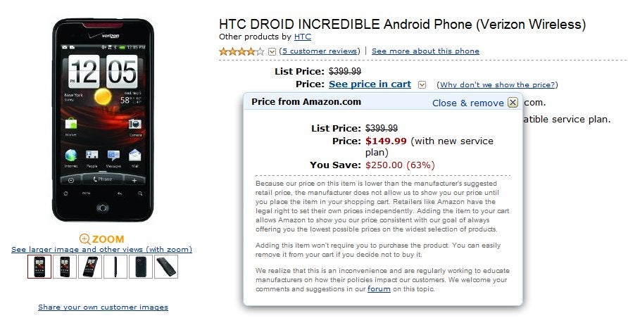 Amazon trumps Verizon by selling the HTC Droid Incredible for $149.99