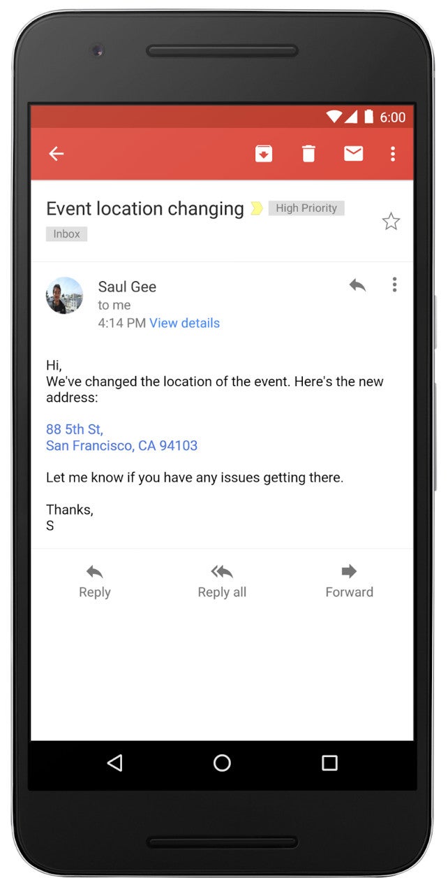 Google turns phone numbers, contacts and addresses in Gmail and Inbox into clickable links