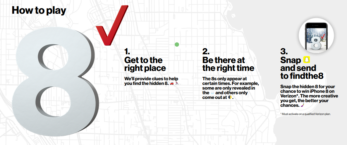 Starting today, Verizon is giving away 256 iPhone 8 units with the Find the 8 game - Play Verizon&#039;s &#039;Find the 8&#039; scavenger hunt game and win one of 256 Apple iPhone 8 handsets