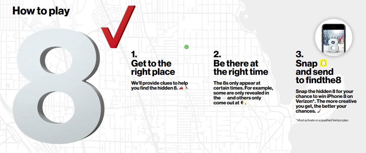 Starting today, Verizon is giving away 256 iPhone 8 units with the Find the 8 game - Play Verizon's 'Find the 8' scavenger hunt game and win one of 256 Apple iPhone 8 handsets