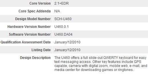 Samsung U460 passes the FCC and is headed to Verizon