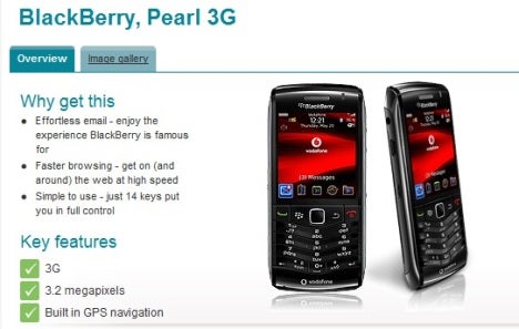 BlackBerry Pearl 3G makes an appearance on Vodafone&#039;s UK site