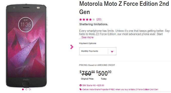 Deal: T-Mobile Motorola Moto Z2 Force now costs $500 (that&#039;s $250 off)