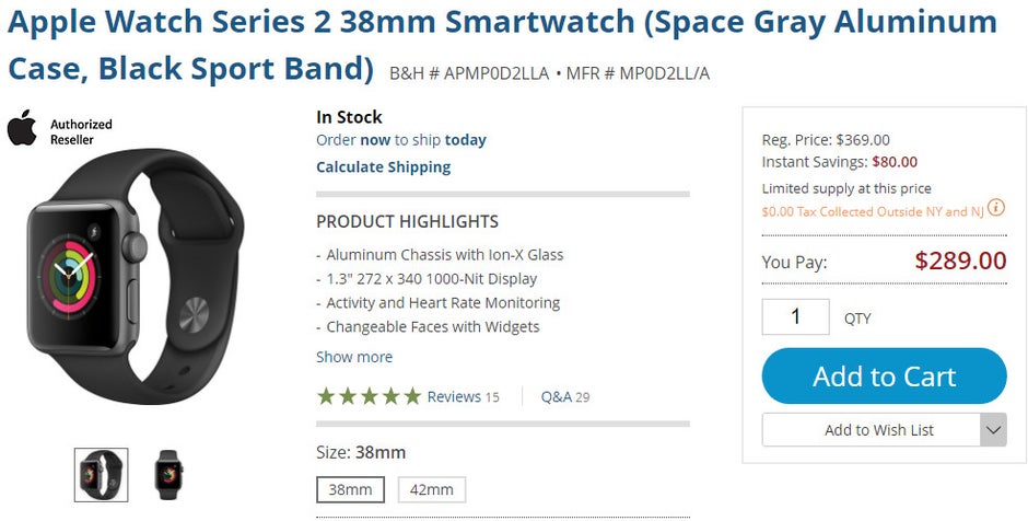 Deal: Apple Watch Series 2 on sale at B&H for as low as $289 ($80-$120 off)