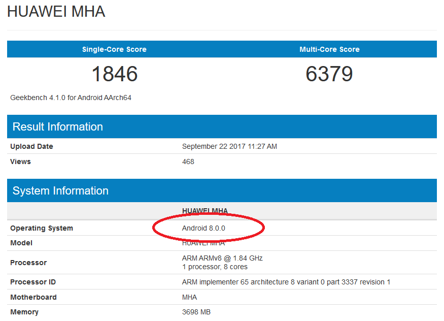 The Huawei Mate 9 appears on Geekbench running on Android 8.0 - Huawei appears to be testing Android 8.0 Oreo on the Mate 9
