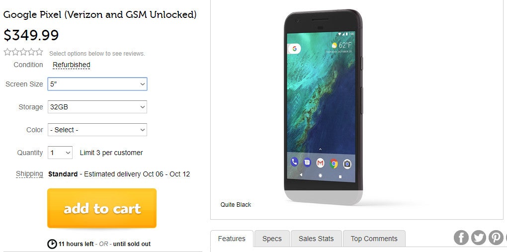 Deal: Google Pixel and Pixel XL (refurbished) on sale for as low as $349.99