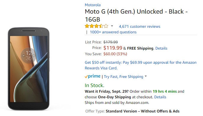 Deal: Moto G4 price drops to just $120 (33% off) on Amazon