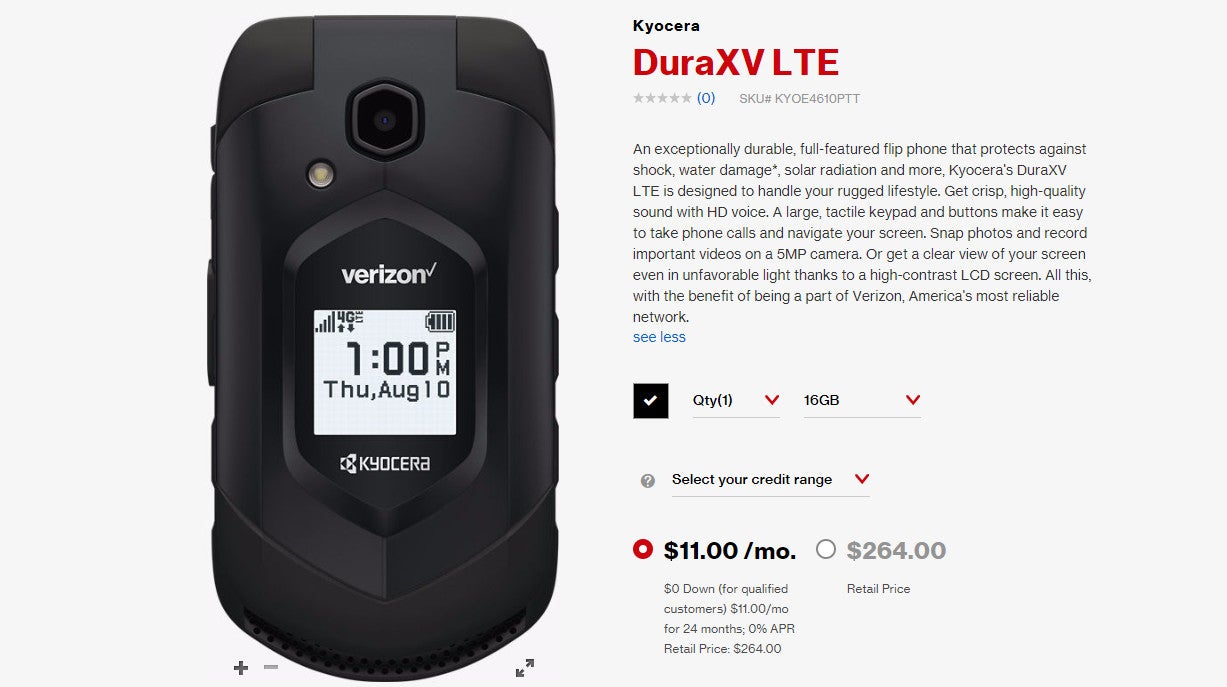 Verizon launches the sturdy, overpriced Kyocera DuraXV LTE flip phone