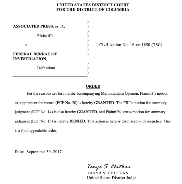 District court rejects FOIA arguments made by three media firms seeking to discover the tool used by the FBI to hack into Farook&#039;s iPhone 5c, and the price paid by the agency - Judge says FBI doesn&#039;t have to reveal how it hacked into dead terrorist&#039;s Apple iPhone 5c