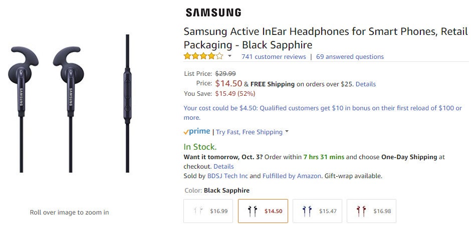 Deal: Samsung Active InEar headphones for smartphones cost just $14.50 (52% off) on Amazon