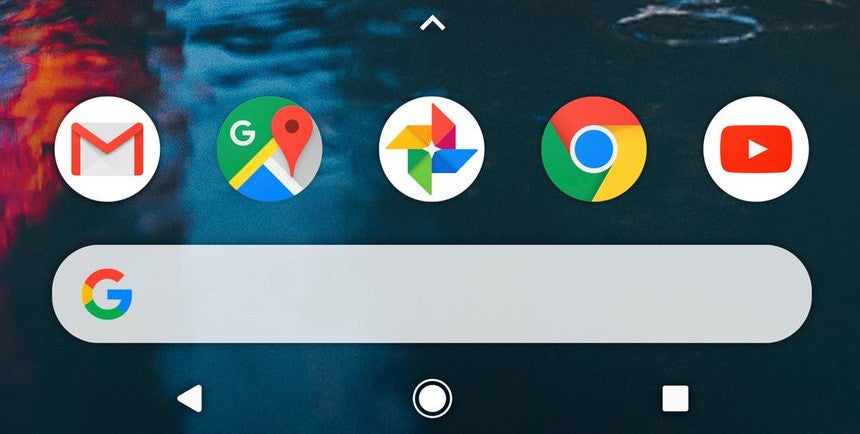 The dock now houses the Google search bar, whereas the top of the screen is occupied by a new reminders and weather widget. There&#039;s also no translucent background to the dock - Pixel 2 XL goes official: High-end tech and a pure Android experience in one stylish package