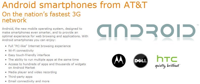 HTC joins AT&amp;T&#039;s cast of Android partners listed on their web site