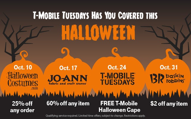 T-Mobile Tuesdays road map taking you to October 31st, Halloween Day - T-Mobile Tuesdays focuses on Halloween for the next four weeks