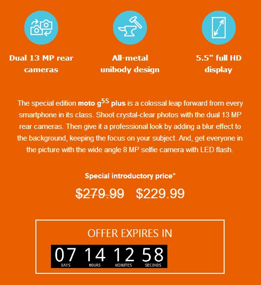 All-metal Moto G5S Plus is $50 off until October 14